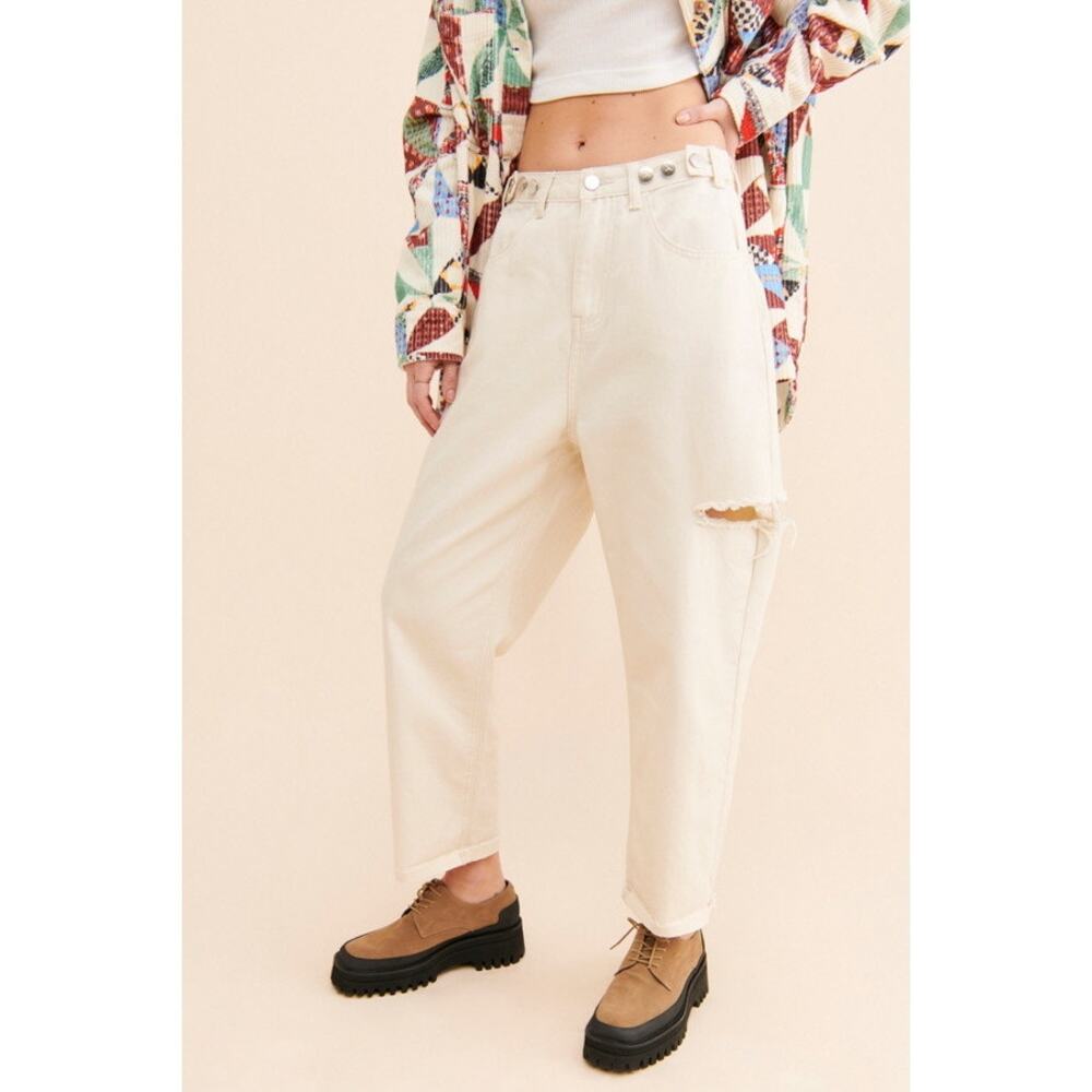 Anthropologie Atoir Dominic Straight Leg Jeans in Putty White Size 4 Gently Used